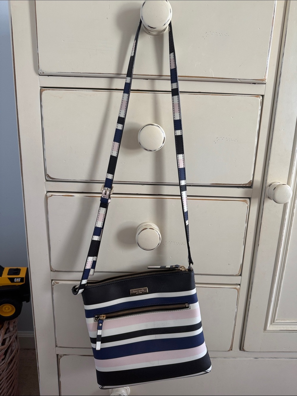 kate spade Navy, White & Blush Striped Crossbody Bag